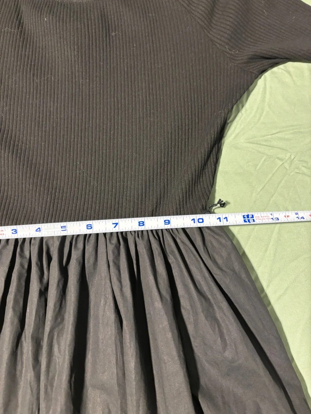 FreeMarket Womens Black Long Sleeve Cotton Scoop-Back Dress with Layered Skirt S
